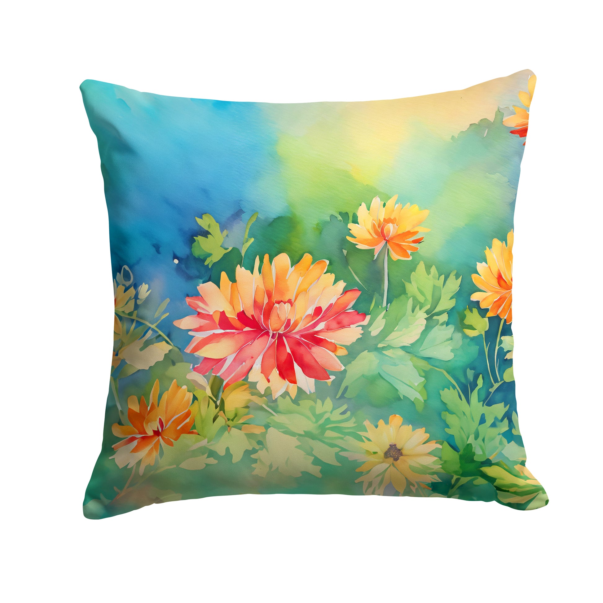 Buy this Chrysanthemums in Watercolor Throw Pillow