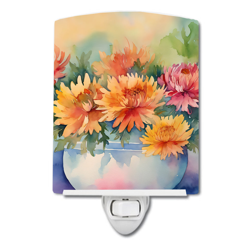 Buy this Chrysanthemums in Watercolor Ceramic Night Light