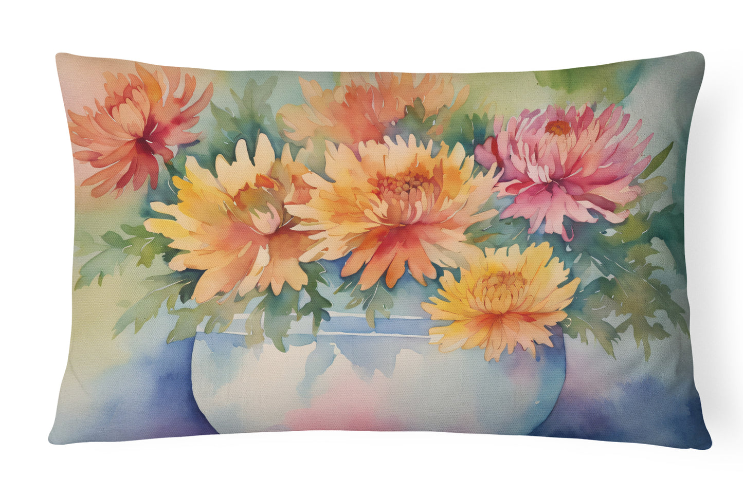 Buy this Chrysanthemums in Watercolor Throw Pillow