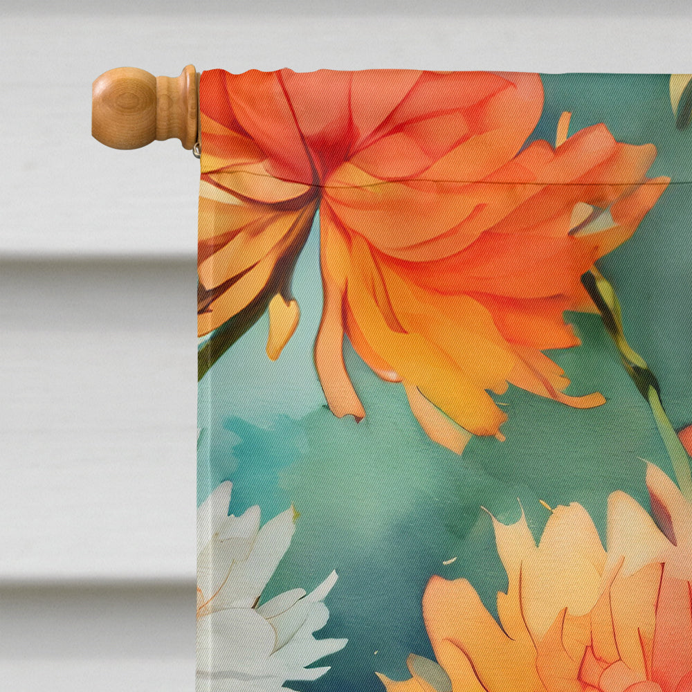 Chrysanthemums in Watercolor House Flag