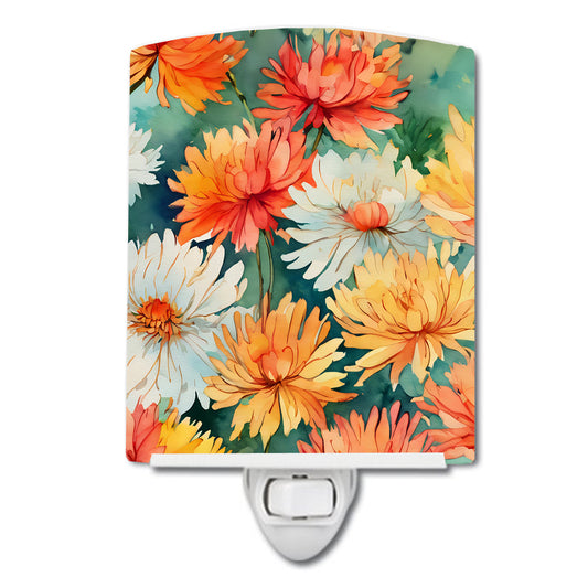 Buy this Chrysanthemums in Watercolor Ceramic Night Light