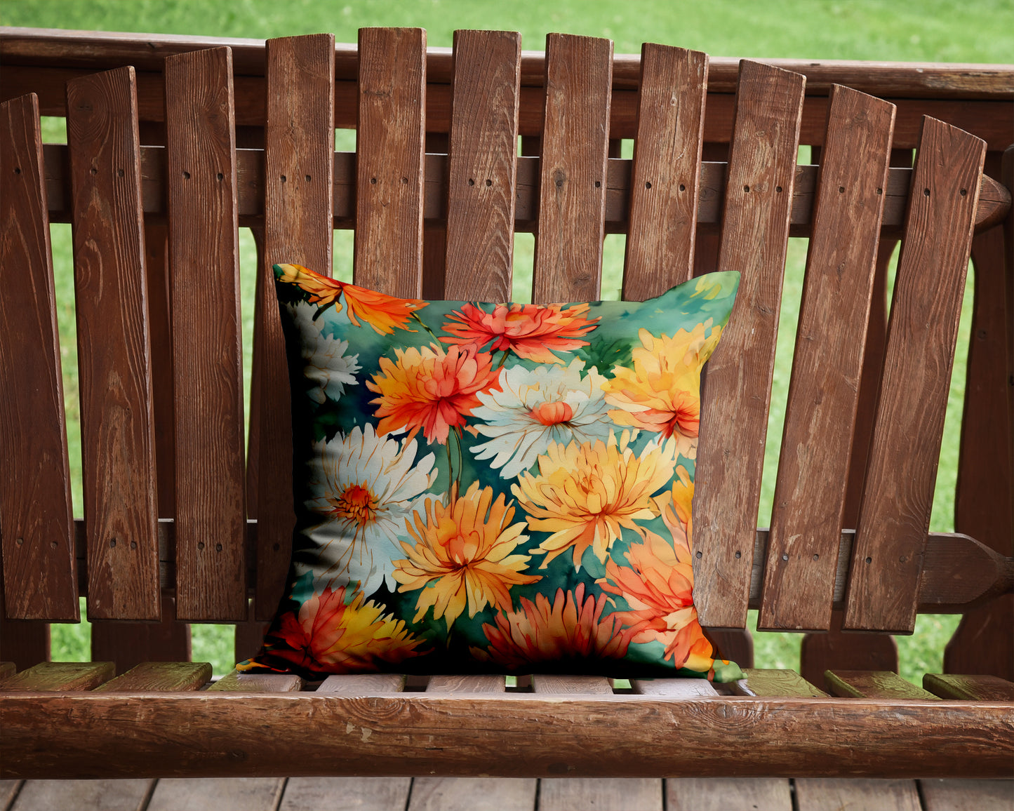 Chrysanthemums in Watercolor Throw Pillow