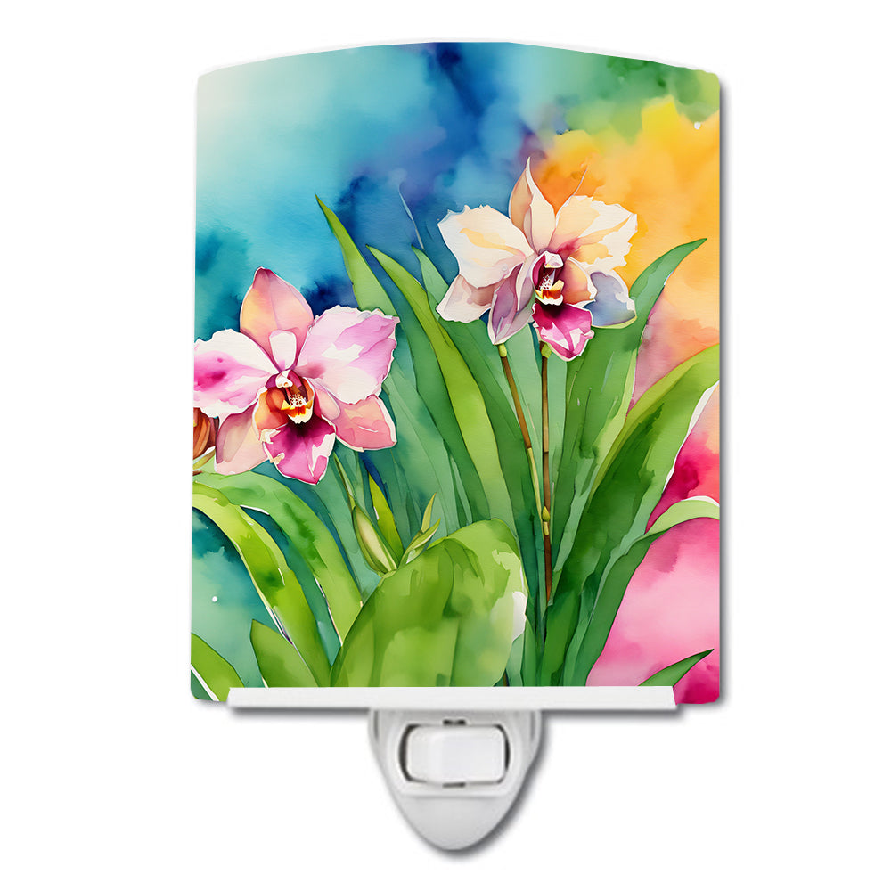 Buy this Orchids in Watercolor Ceramic Night Light