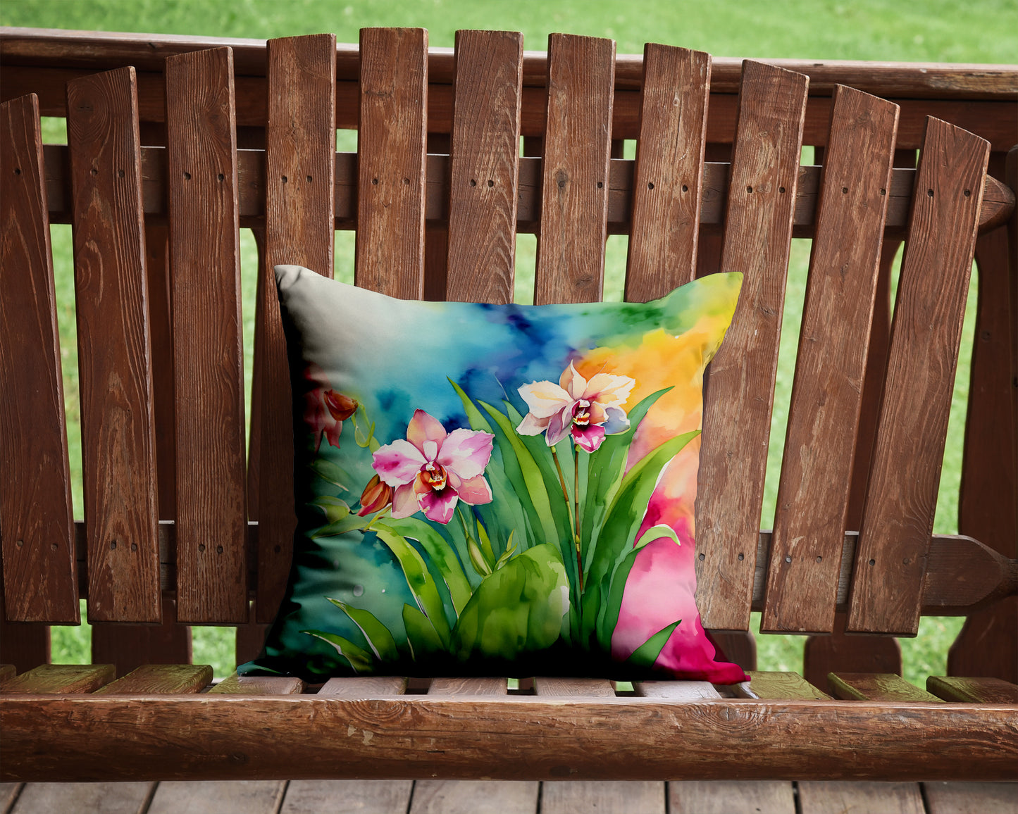 Orchids in Watercolor Throw Pillow