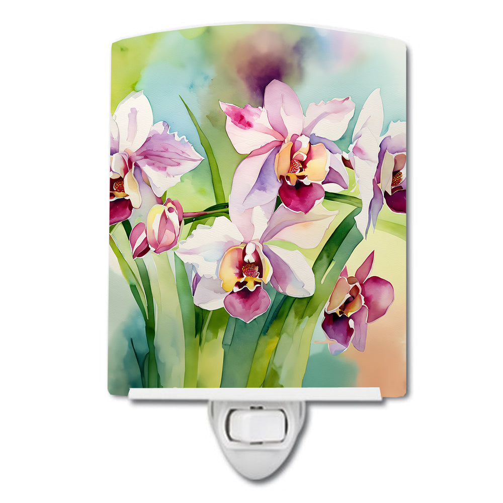 Buy this Orchids in Watercolor Ceramic Night Light