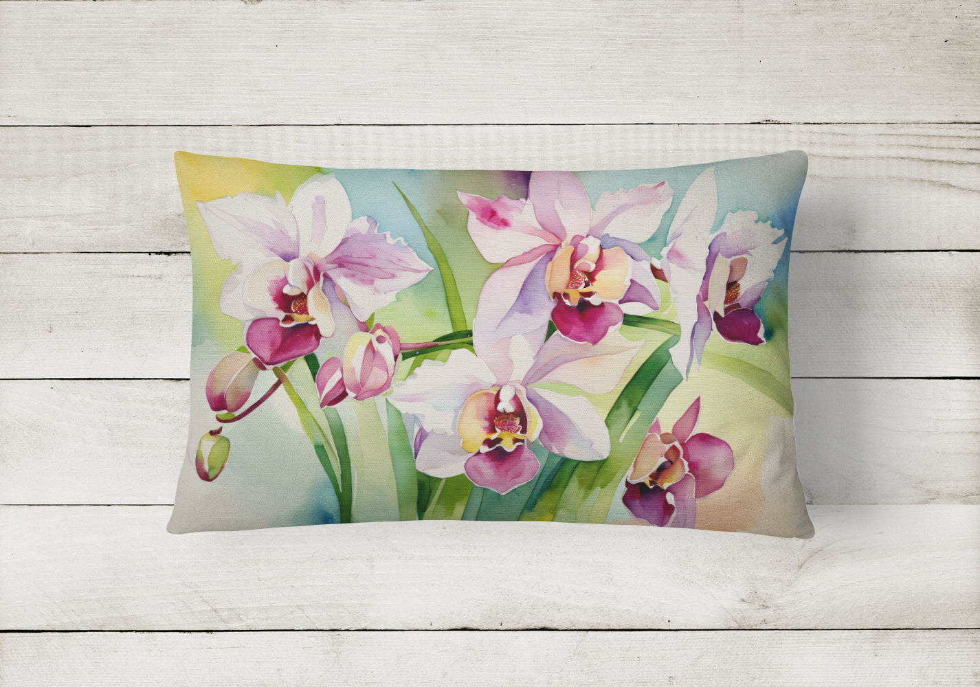 Orchids in Watercolor Throw Pillow