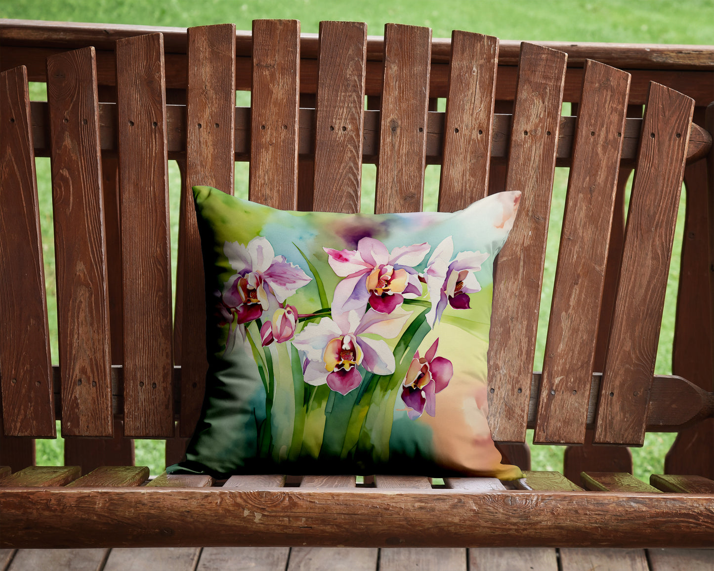 Orchids in Watercolor Throw Pillow