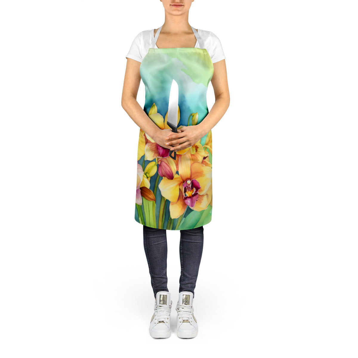 Orchids in Watercolor Apron