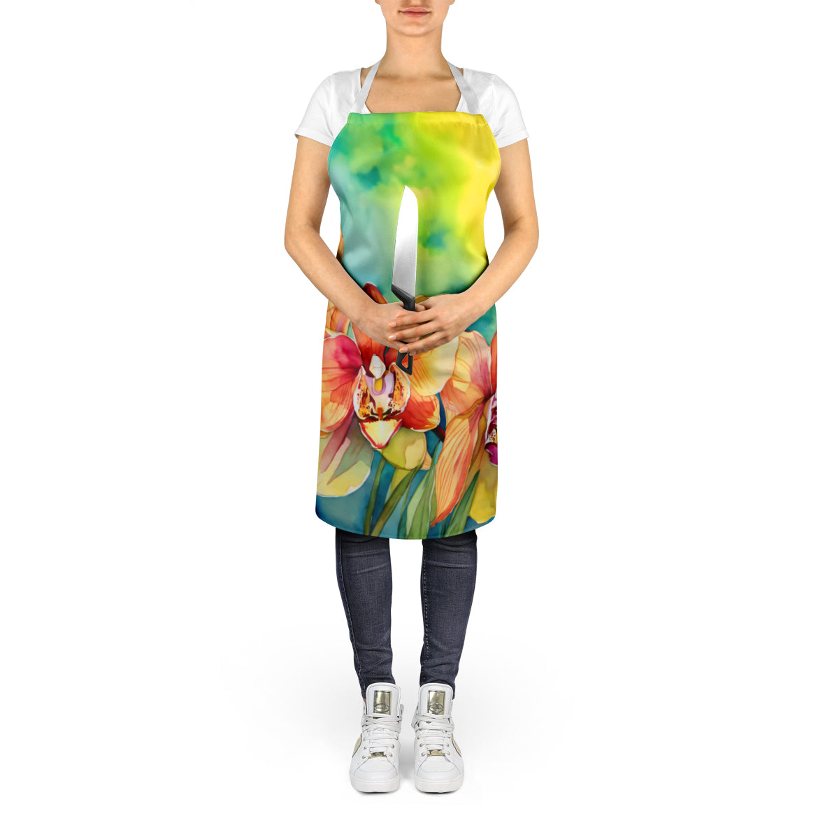 Orchids in Watercolor Apron