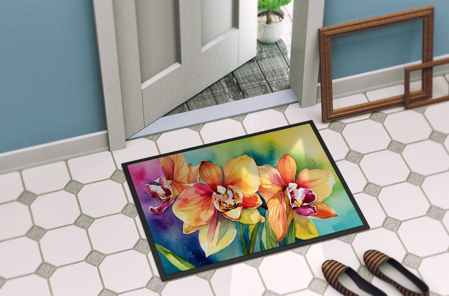 Orchids in Watercolor Doormat