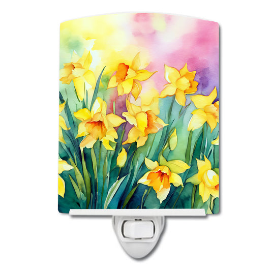 Buy this Daffodils in Watercolor Ceramic Night Light