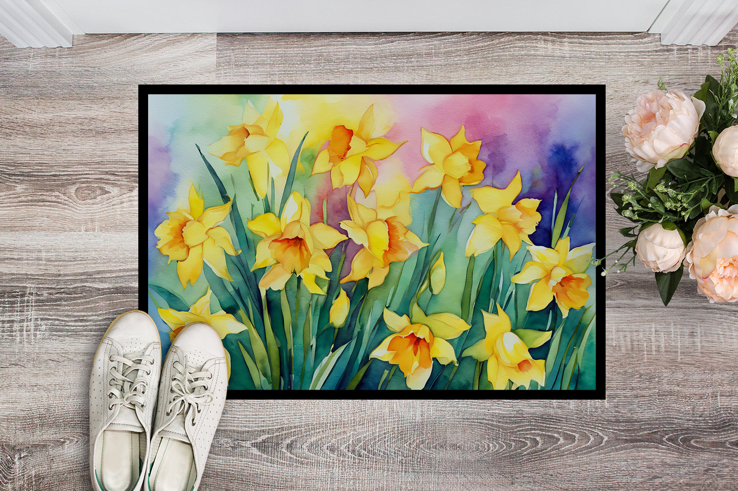 Daffodils in Watercolor Doormat