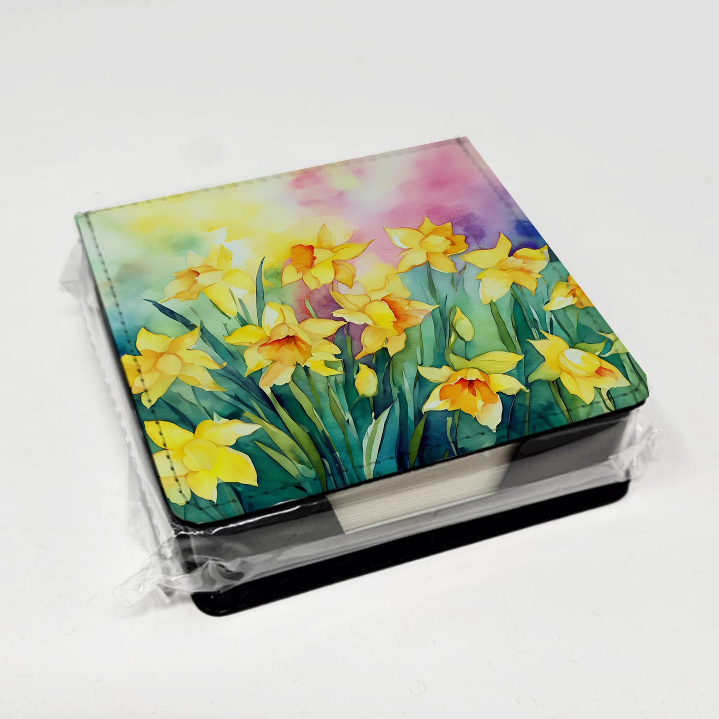 Daffodils in Watercolor PU Leather Note Paper Holder