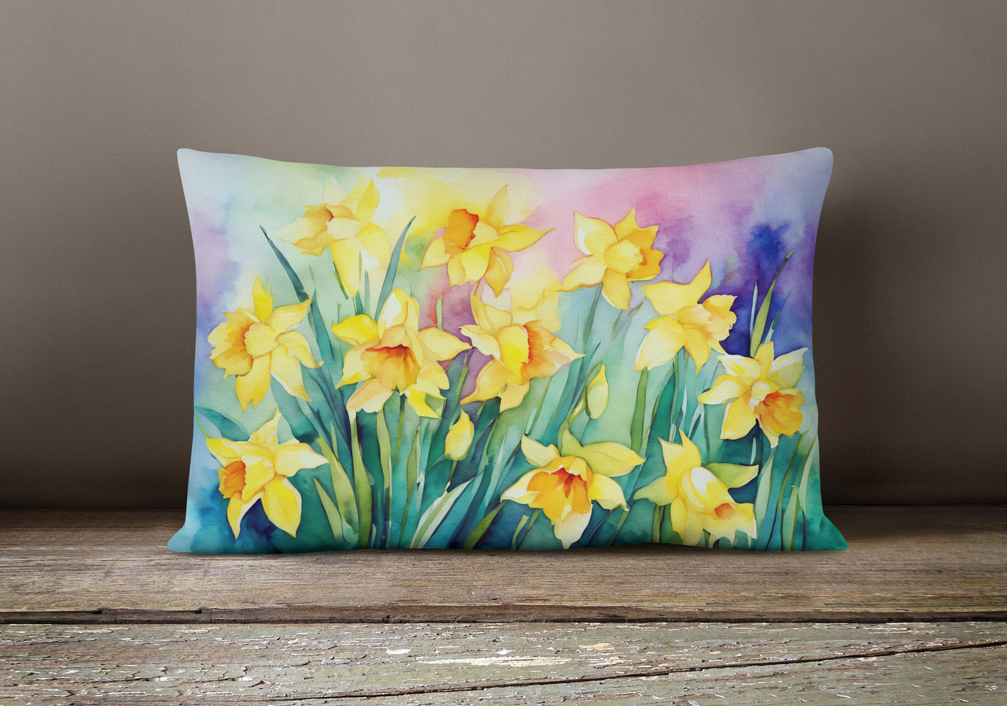 Daffodils in Watercolor Throw Pillow