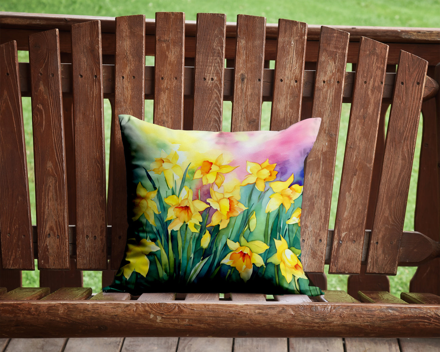 Daffodils in Watercolor Throw Pillow