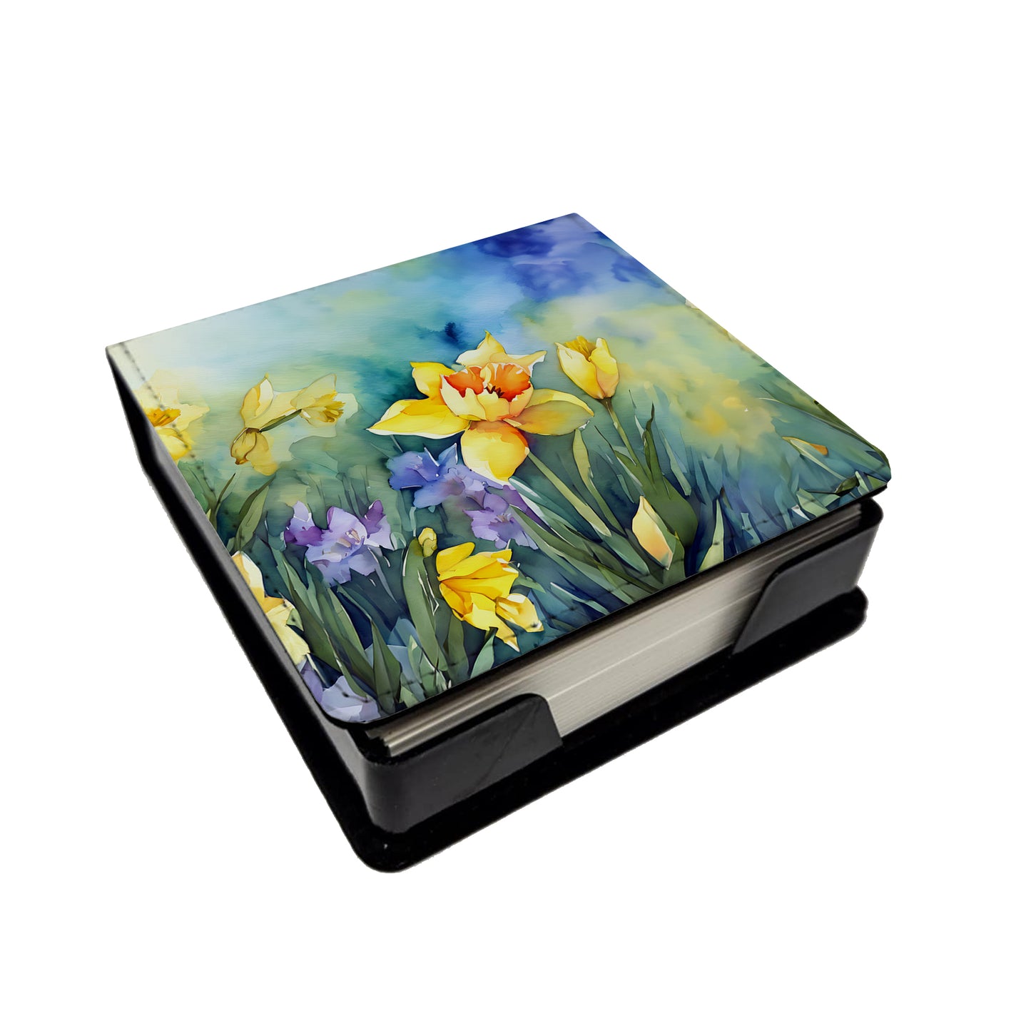Buy this Daffodils in Watercolor PU Leather Note Paper Holder