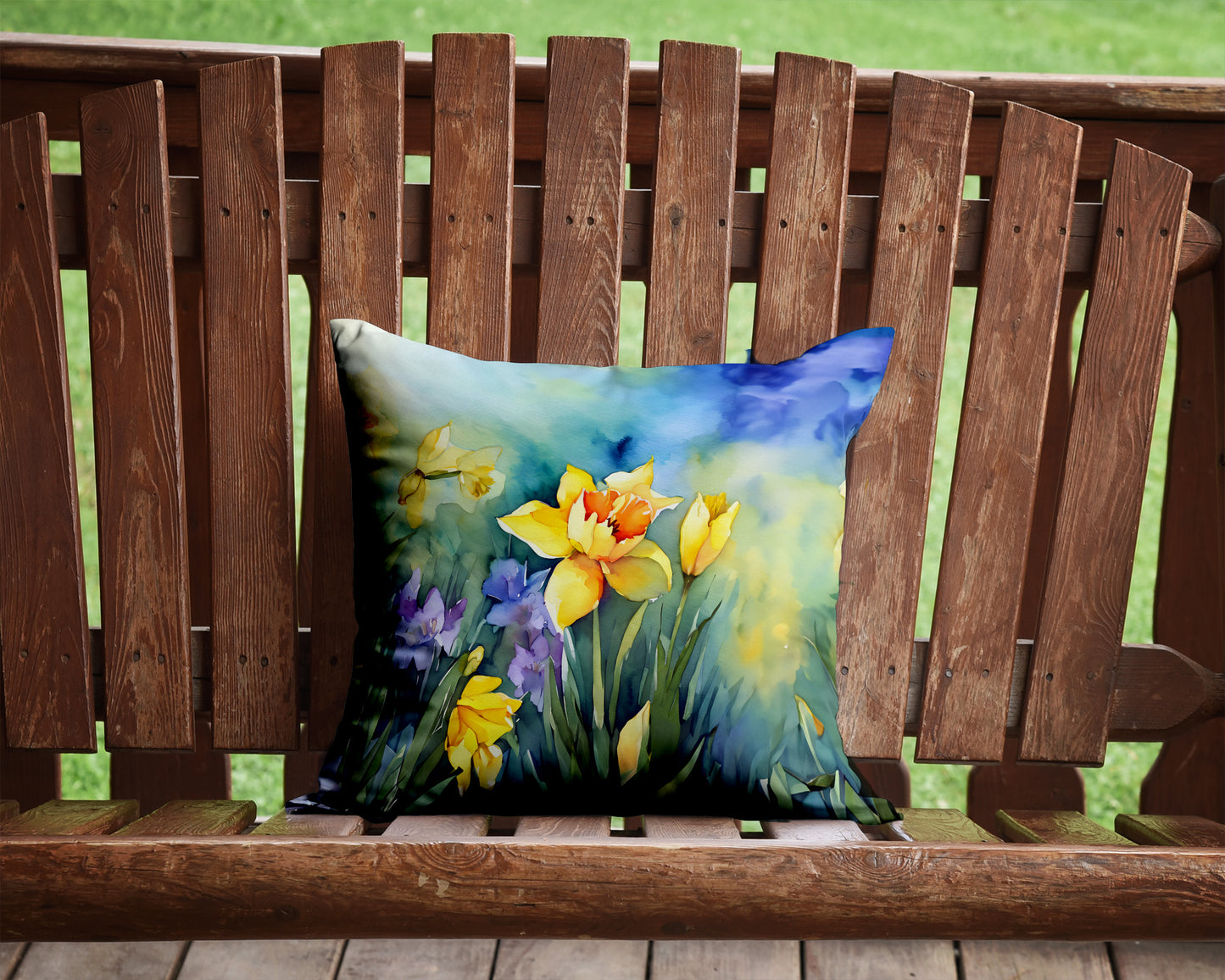 Daffodils in Watercolor Throw Pillow