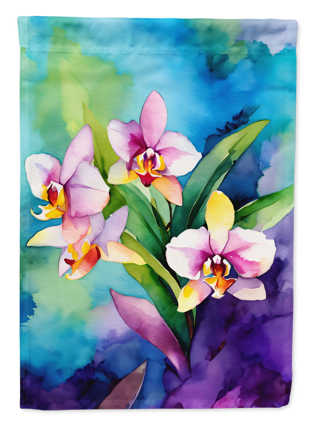 Buy this Orchids in Watercolor House Flag