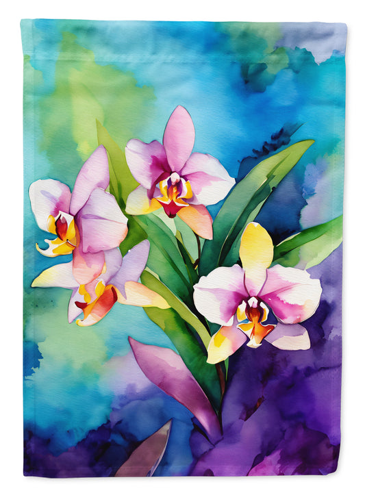 Buy this Orchids in Watercolor House Flag