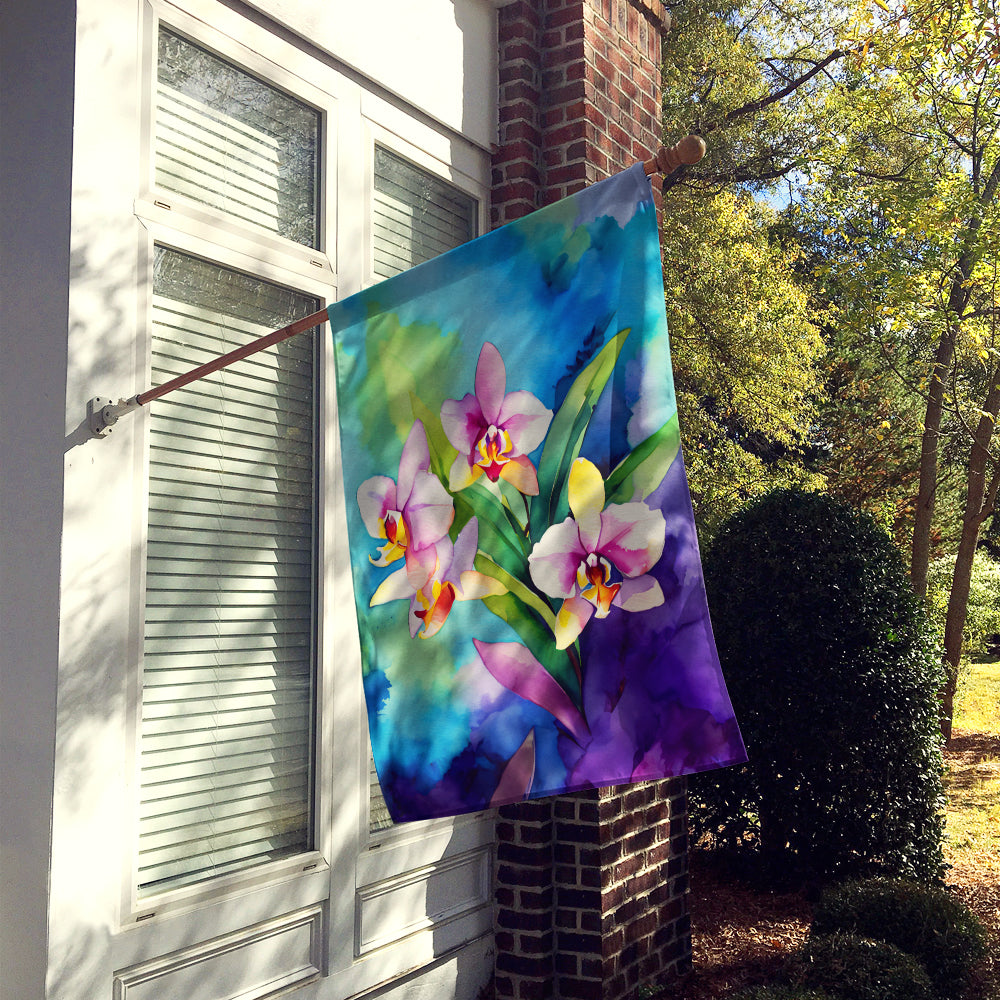 Orchids in Watercolor House Flag
