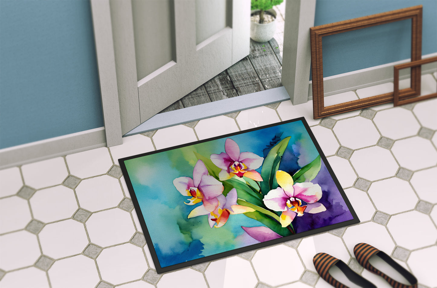 Orchids in Watercolor Doormat