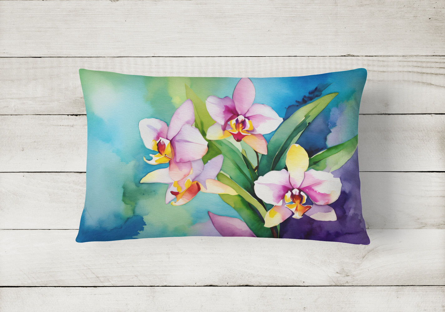 Orchids in Watercolor Throw Pillow