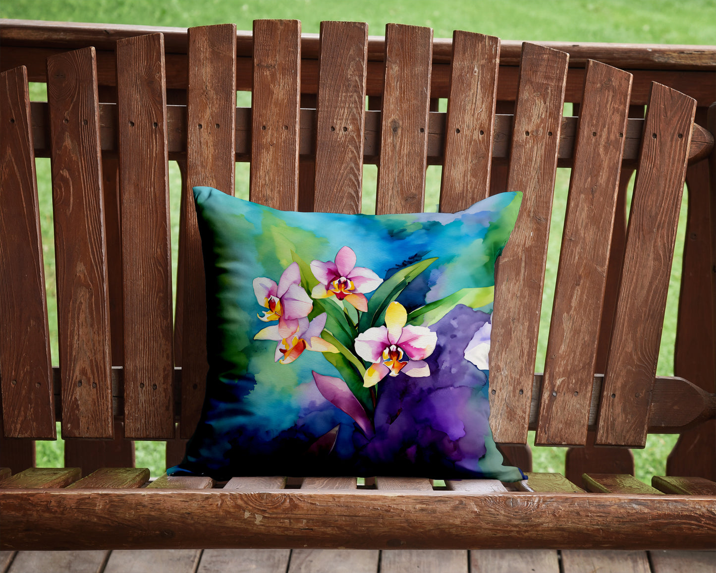 Orchids in Watercolor Throw Pillow