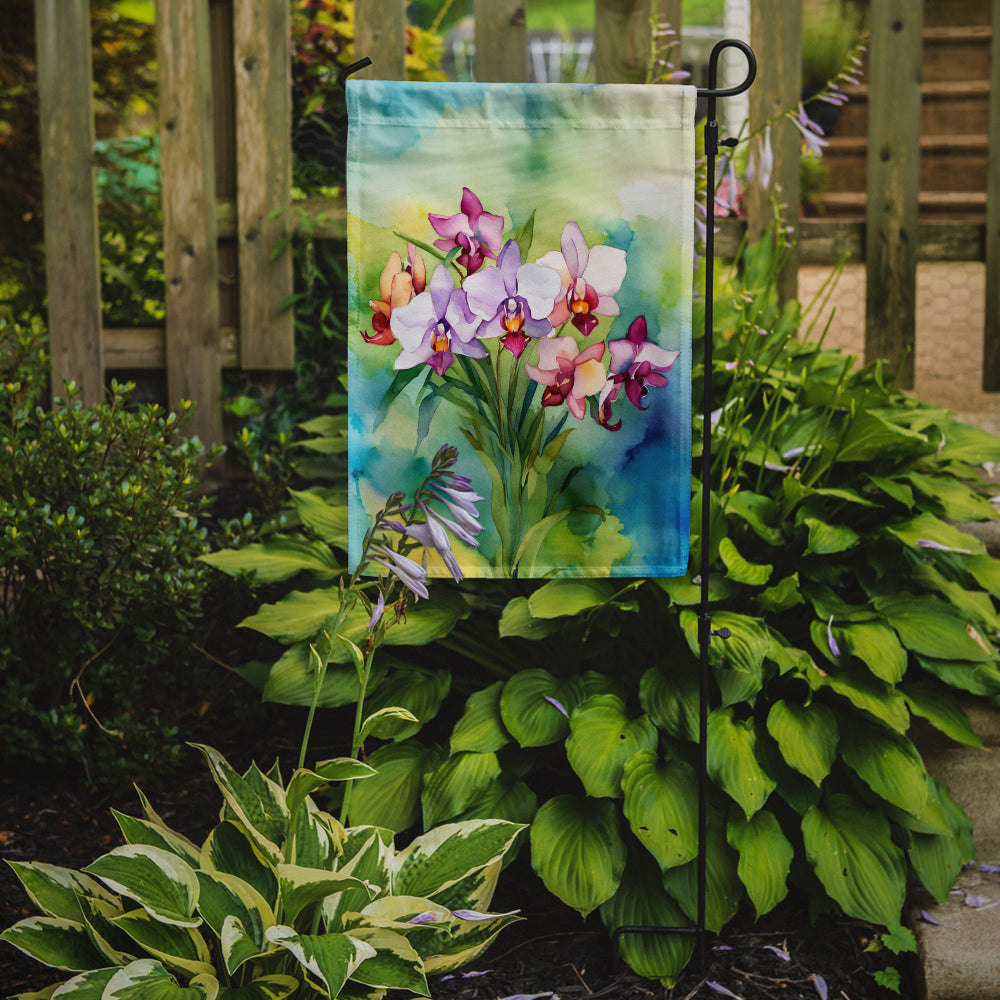 Orchids in Watercolor Garden Flag