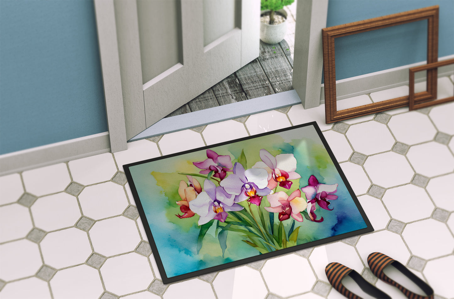 Orchids in Watercolor Doormat