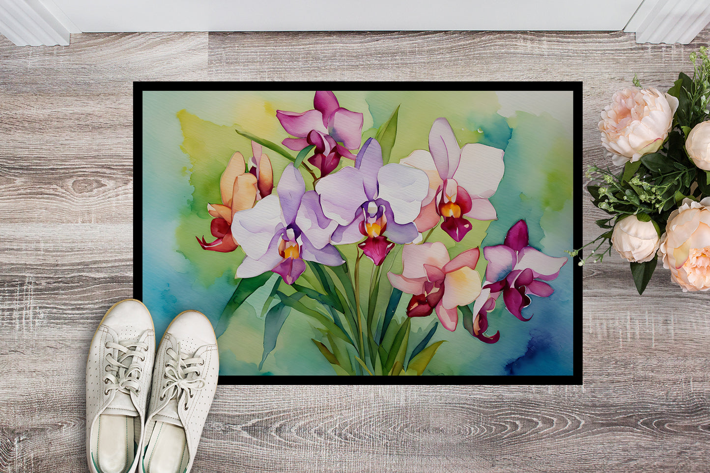 Orchids in Watercolor Doormat