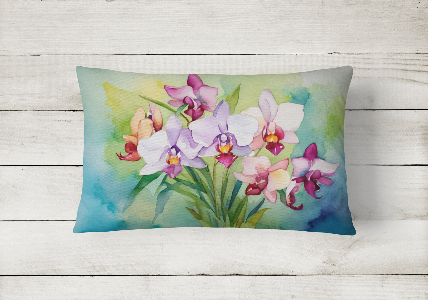 Orchids in Watercolor Throw Pillow