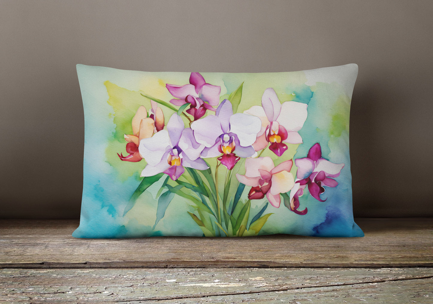 Orchids in Watercolor Throw Pillow