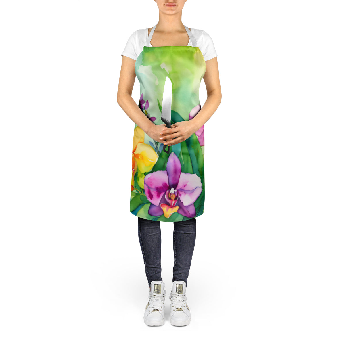 Orchids in Watercolor Apron