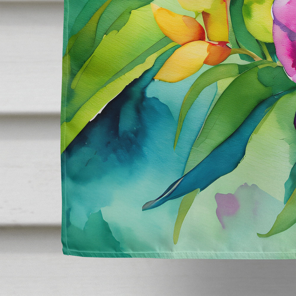 Orchids in Watercolor House Flag
