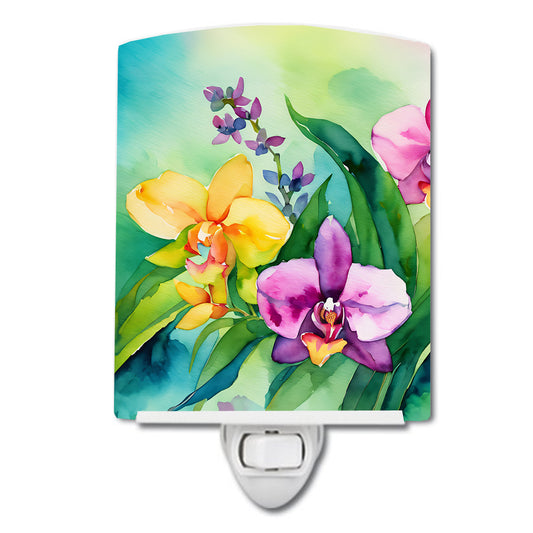 Buy this Orchids in Watercolor Ceramic Night Light