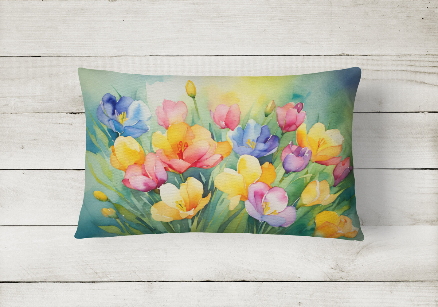 Freesias in Watercolor Throw Pillow