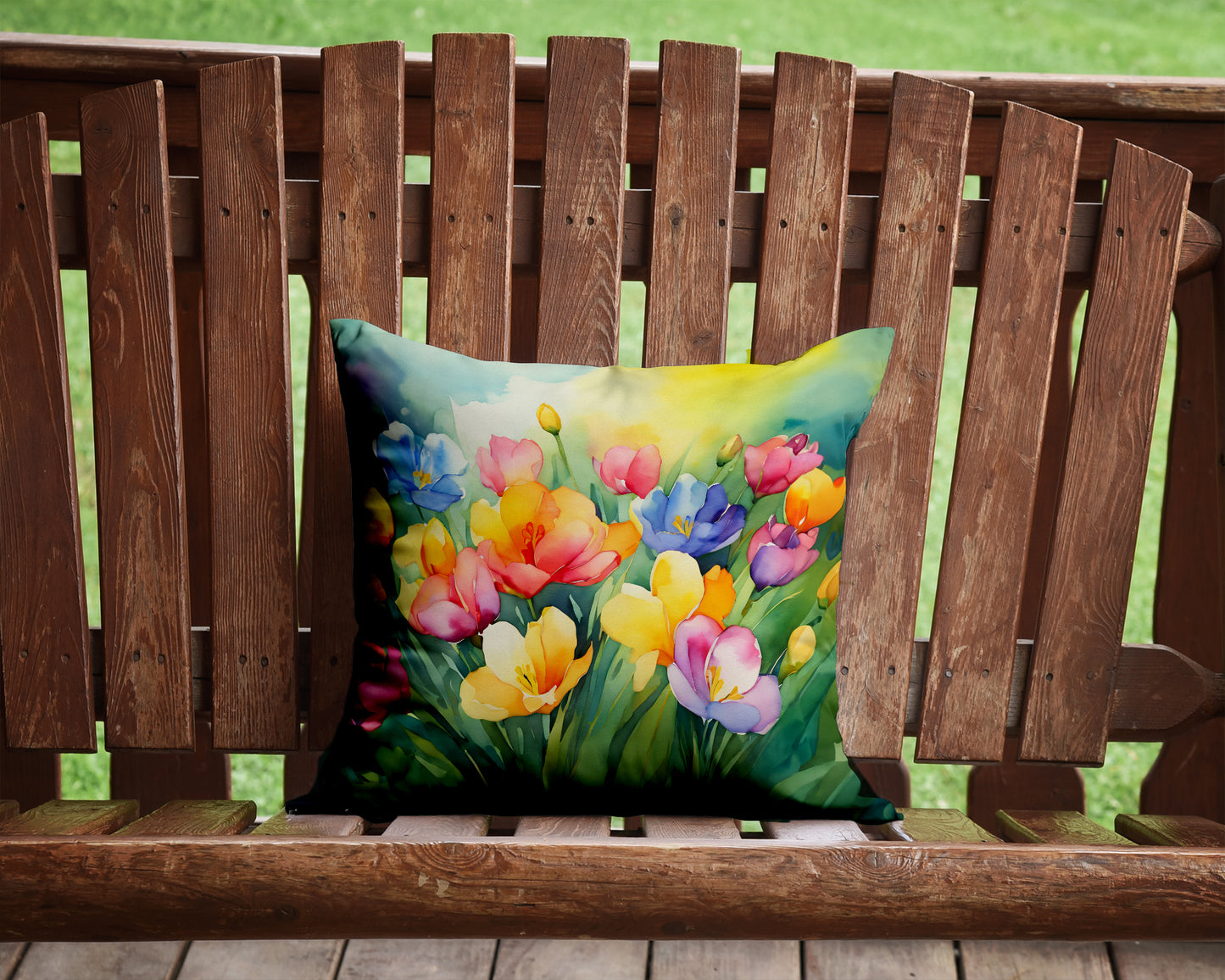 Freesias in Watercolor Throw Pillow