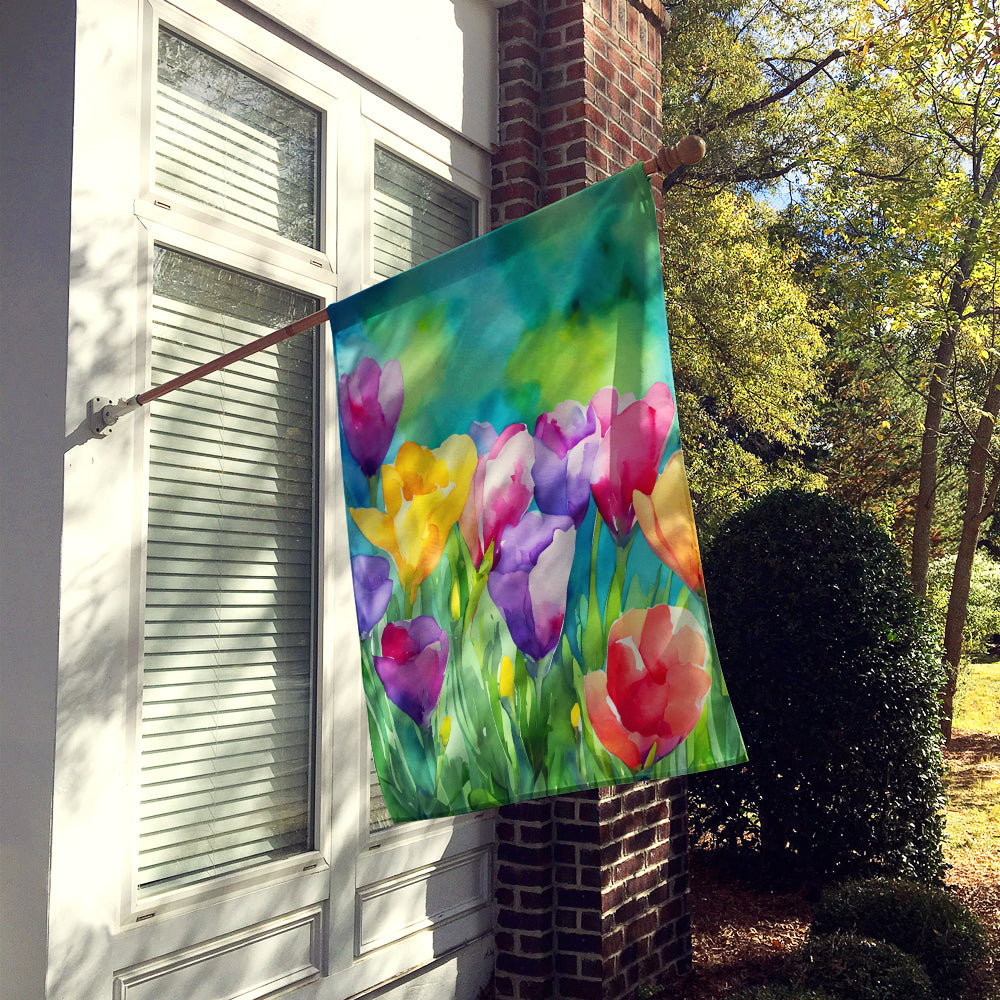 Freesias in Watercolor House Flag