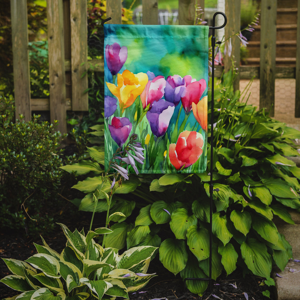 Freesias in Watercolor Garden Flag