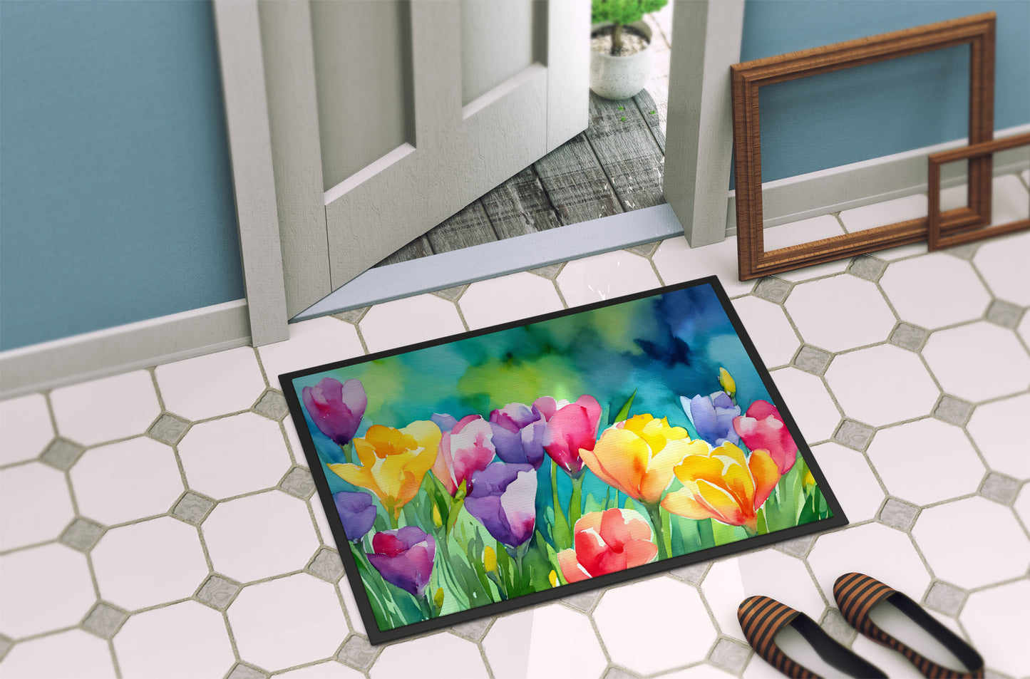 Freesias in Watercolor Doormat