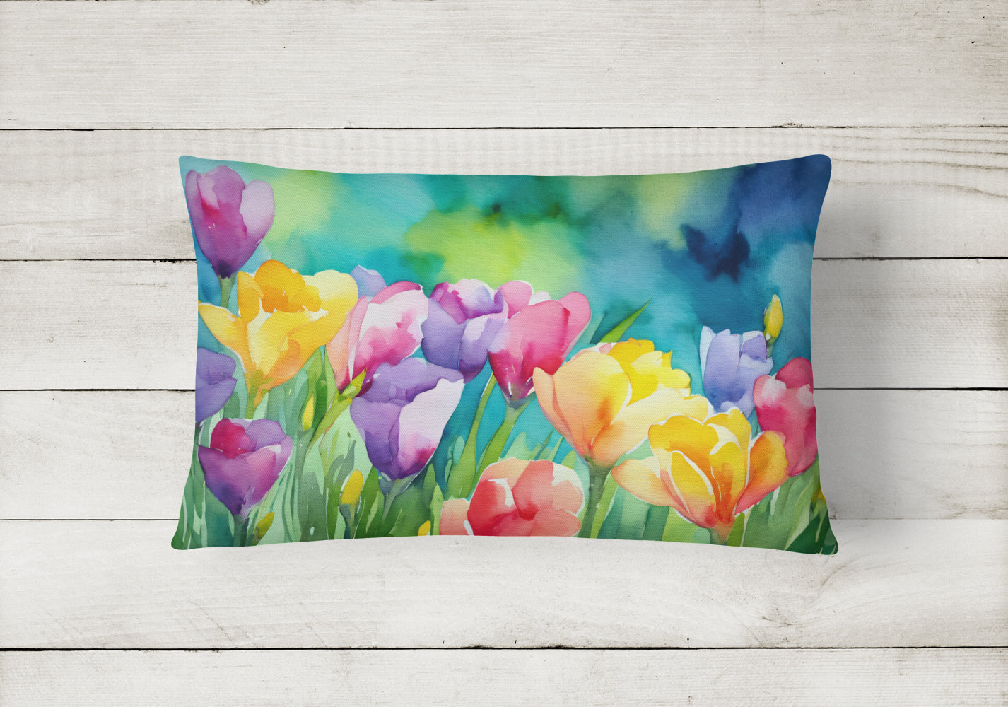 Freesias in Watercolor Throw Pillow