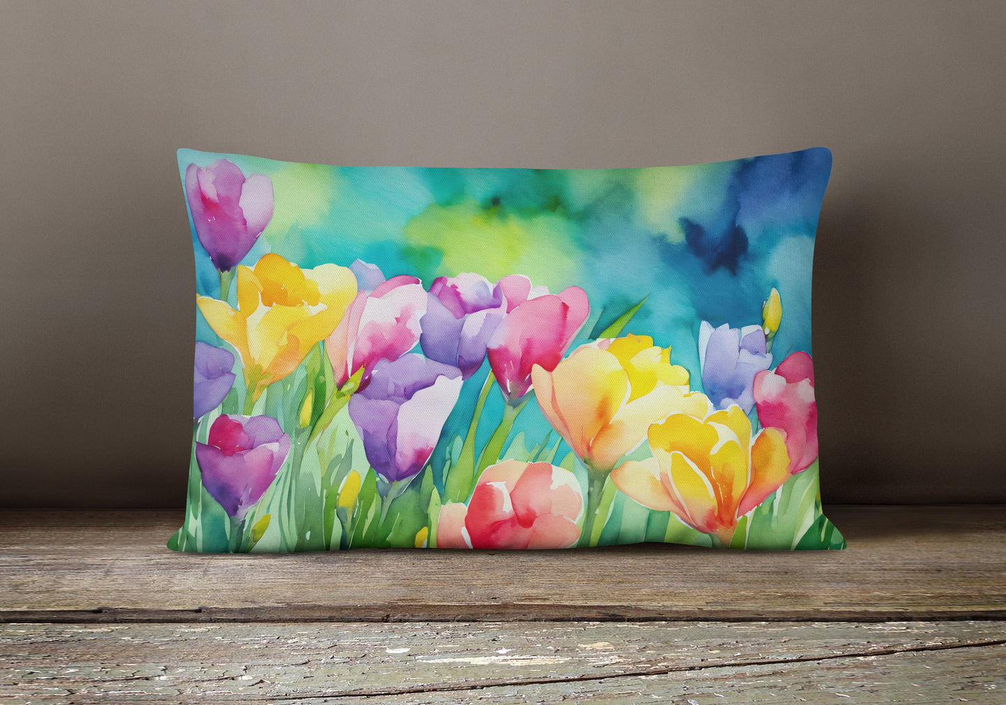 Freesias in Watercolor Throw Pillow