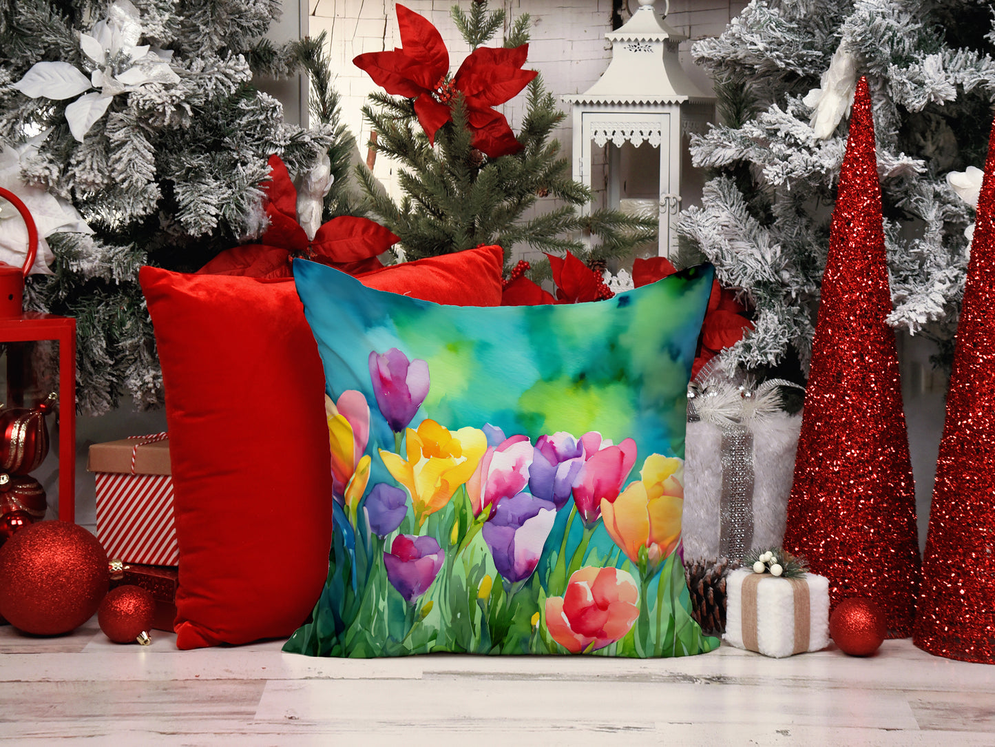 Freesias in Watercolor Throw Pillow