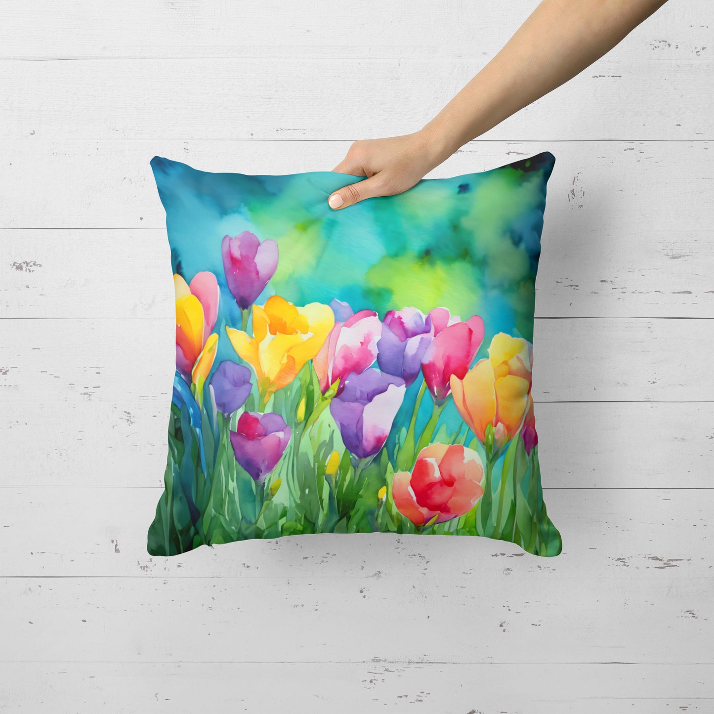 Freesias in Watercolor Throw Pillow