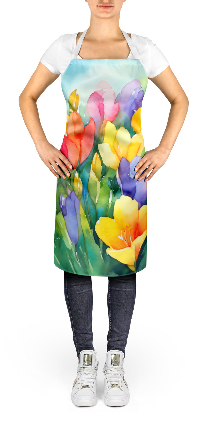 Freesias in Watercolor Apron