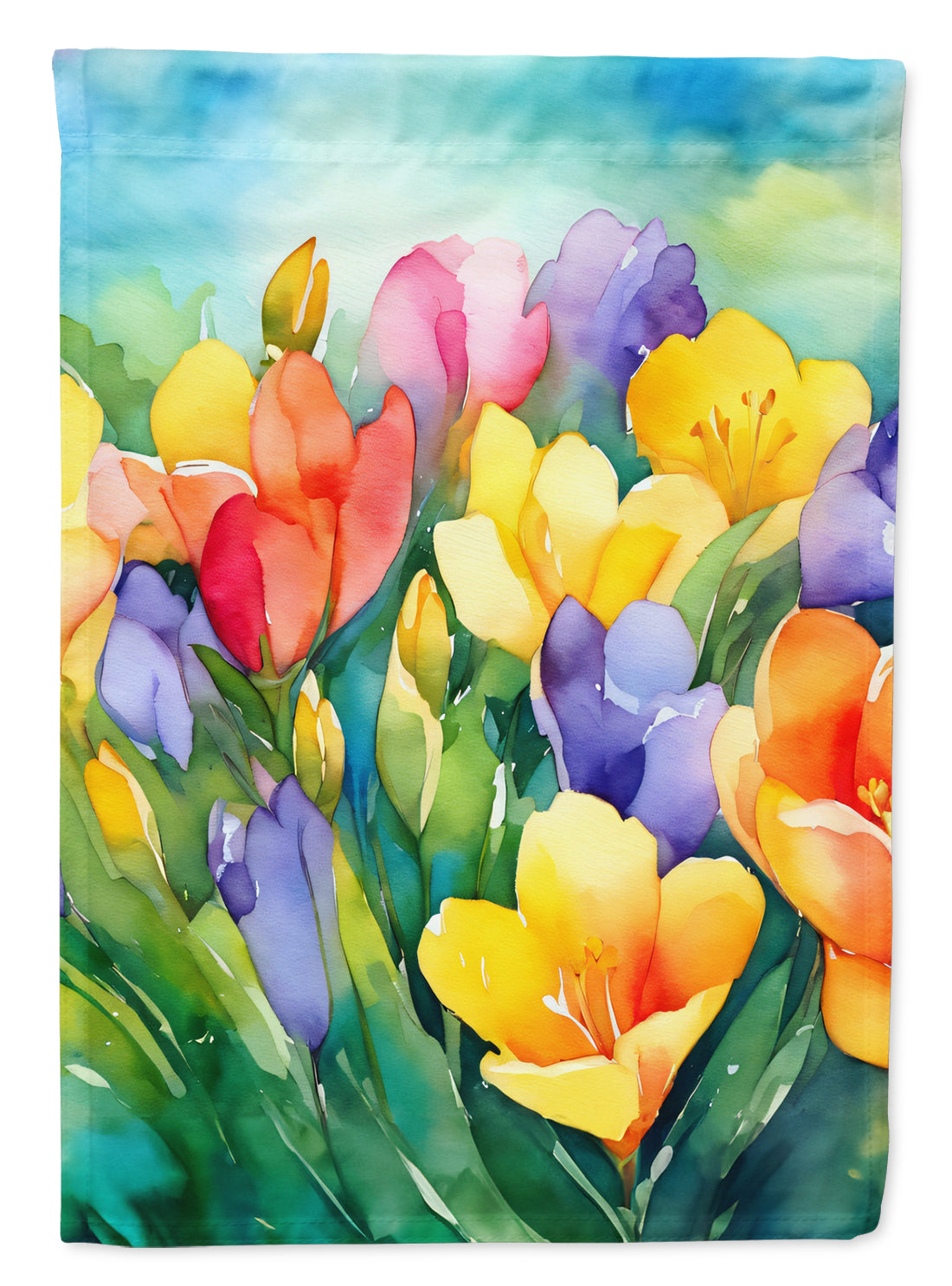 Buy this Freesias in Watercolor House Flag