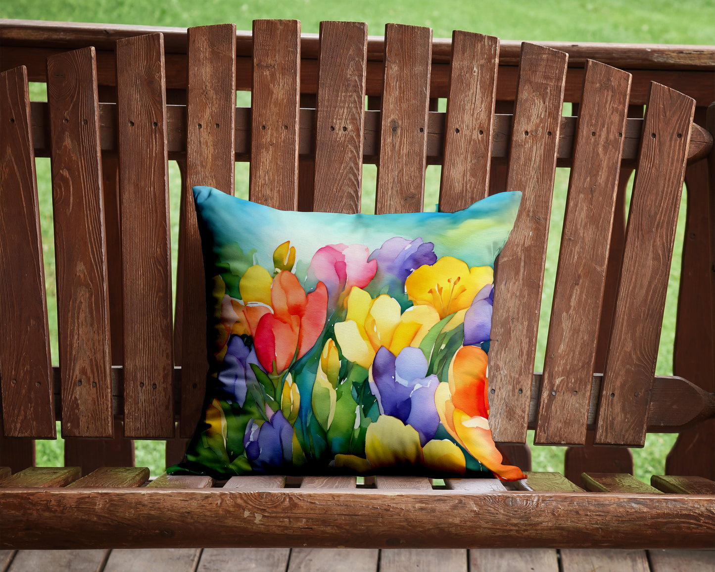 Freesias in Watercolor Throw Pillow