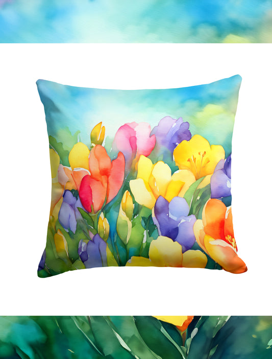 Buy this Freesias in Watercolor Throw Pillow