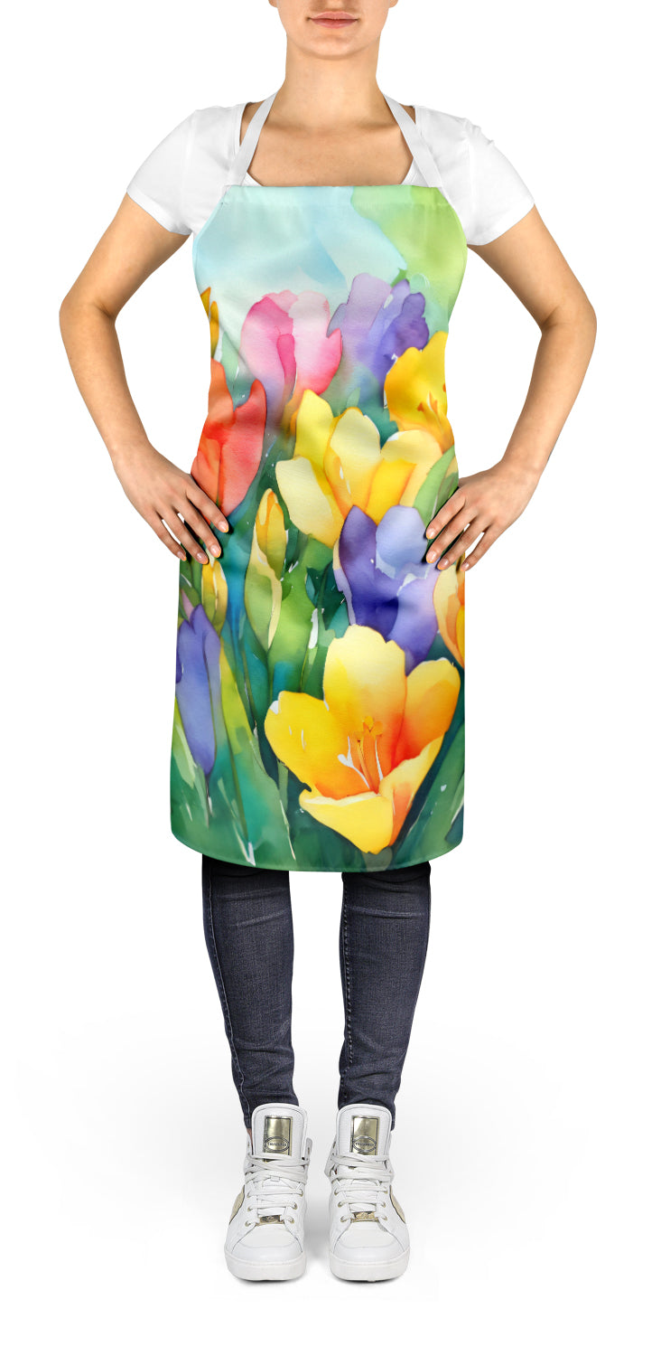 Freesias in Watercolor Apron