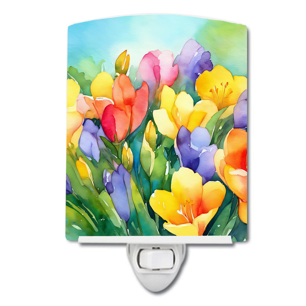 Buy this Freesias in Watercolor Ceramic Night Light